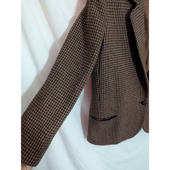 Vtg EH Woods Brown Tweed Wool Blend Blazer Jacket Size 14 U1 Fall Academia Chic - Picture 4 of 6